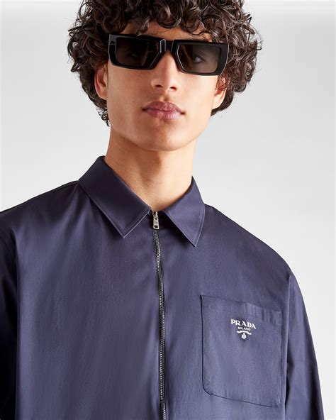 camicia prada uomo blu|Camicia in cotone in Blu .